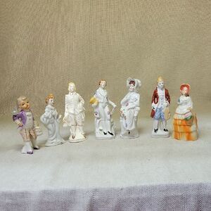 Vintage Porcelain Victorian Figures Lot Of 7 hand painted JAPAN